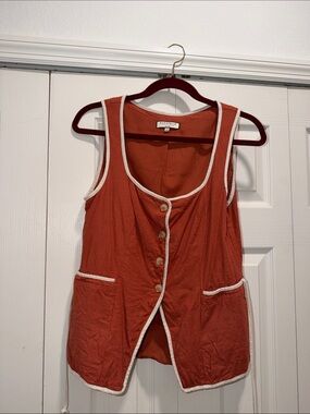 Rust Orange Women's Vest with Contrast Trim